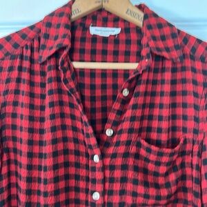 Beachlunchlounge Buffalo Check Split Back Popover Henley Red & Black Gingham